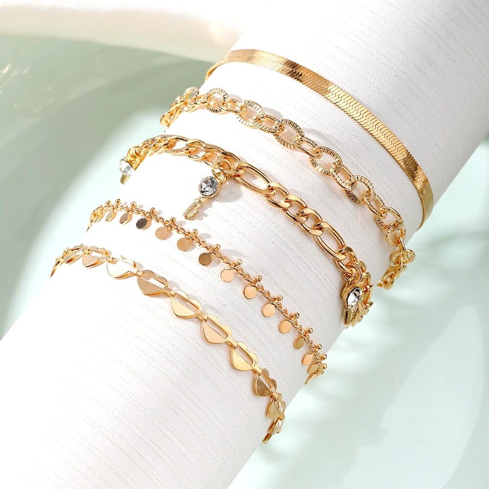 IFMIA Bohemian Key Charm Anklet Set For Women