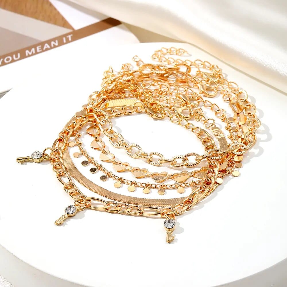 Key Charm Anklet Set For Women