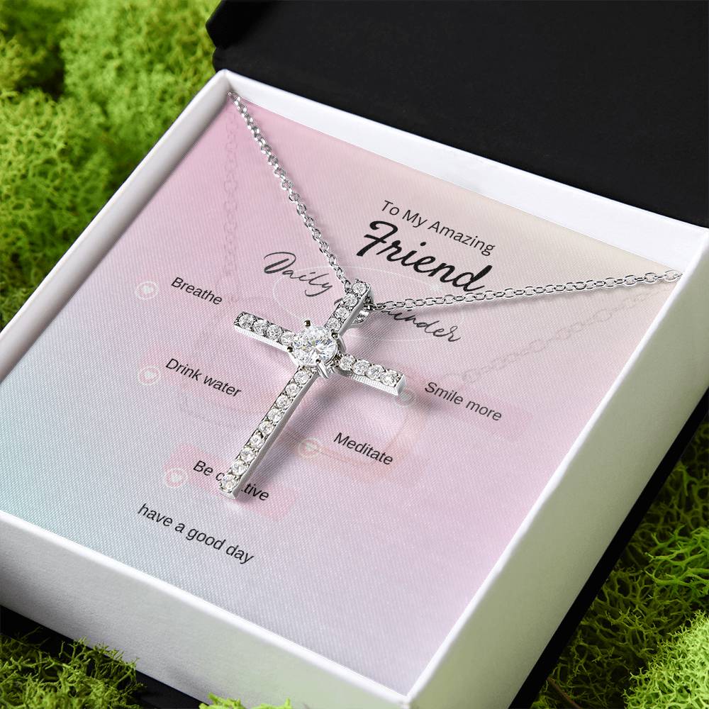 To My Amazing Friend | CZ Cross necklace | White Gold | Love Always