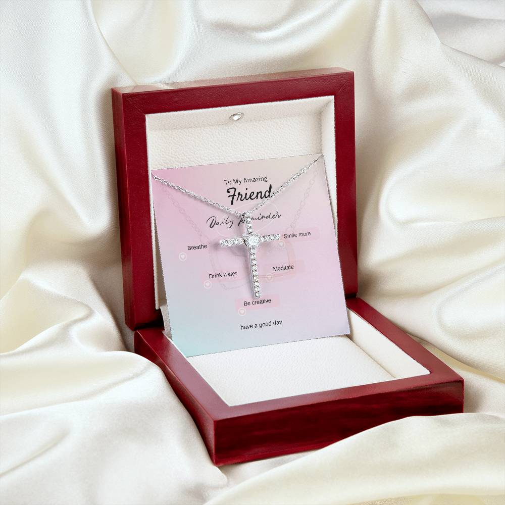 To My Amazing Friend | CZ Cross necklace | White Gold | Love Always
