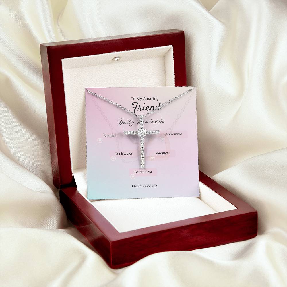 To My Amazing Friend | CZ Cross necklace | White Gold | Love Always
