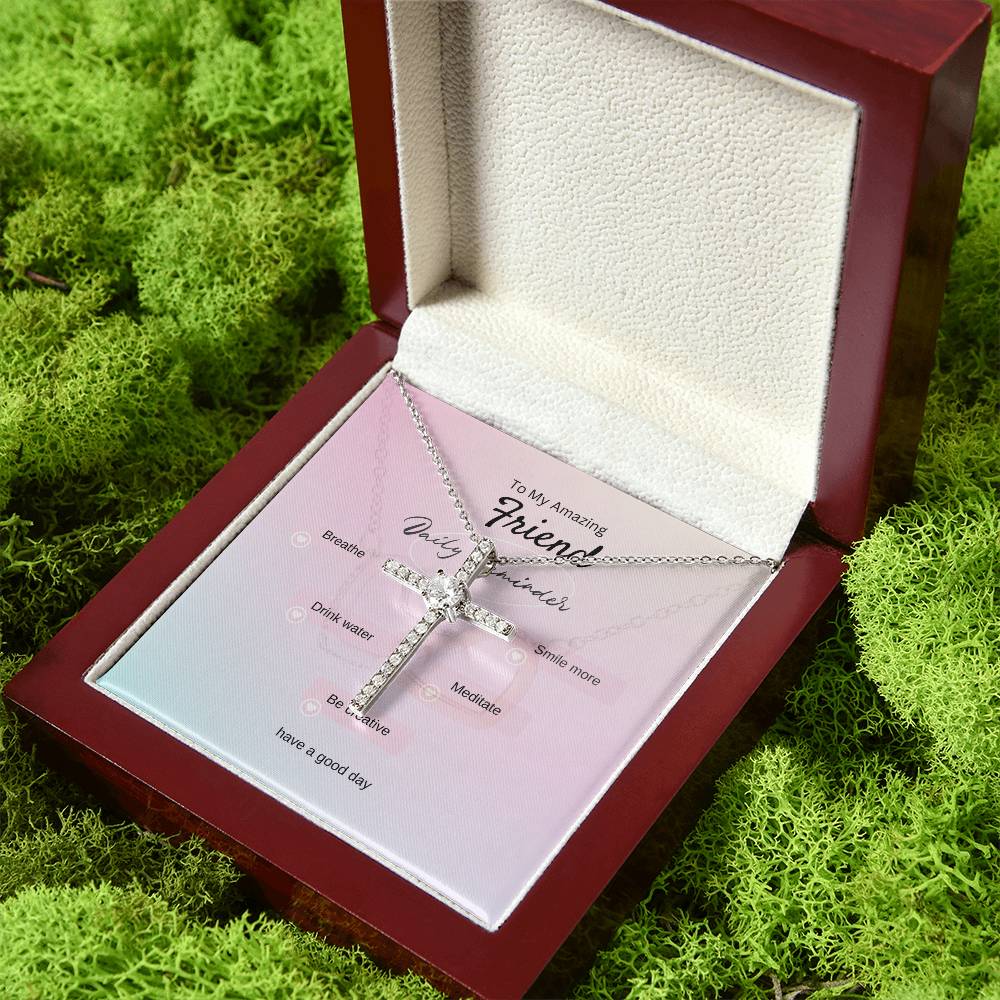 To My Amazing Friend | CZ Cross necklace | White Gold | Love Always