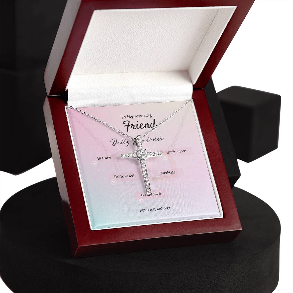 To My Amazing Friend | CZ Cross necklace | White Gold | Love Always