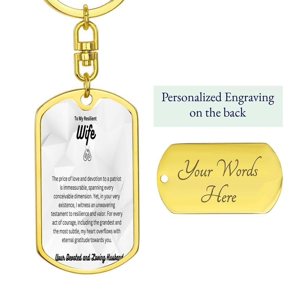 To My Graceful Wife | Graphic Dog Tag Keychain with Swivel Keychain | Inspires Strength and Commitment