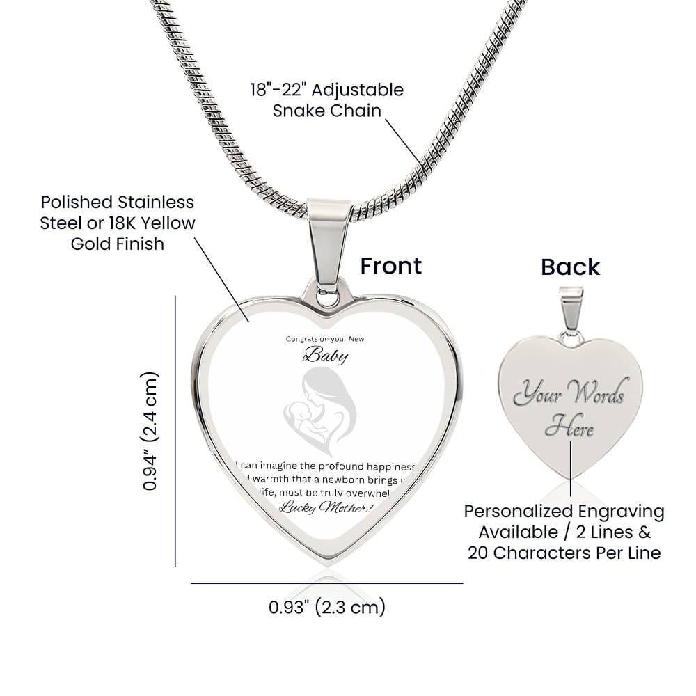 To The Brand New Mom | Engraved Heart Piece | Kudos on your newborn