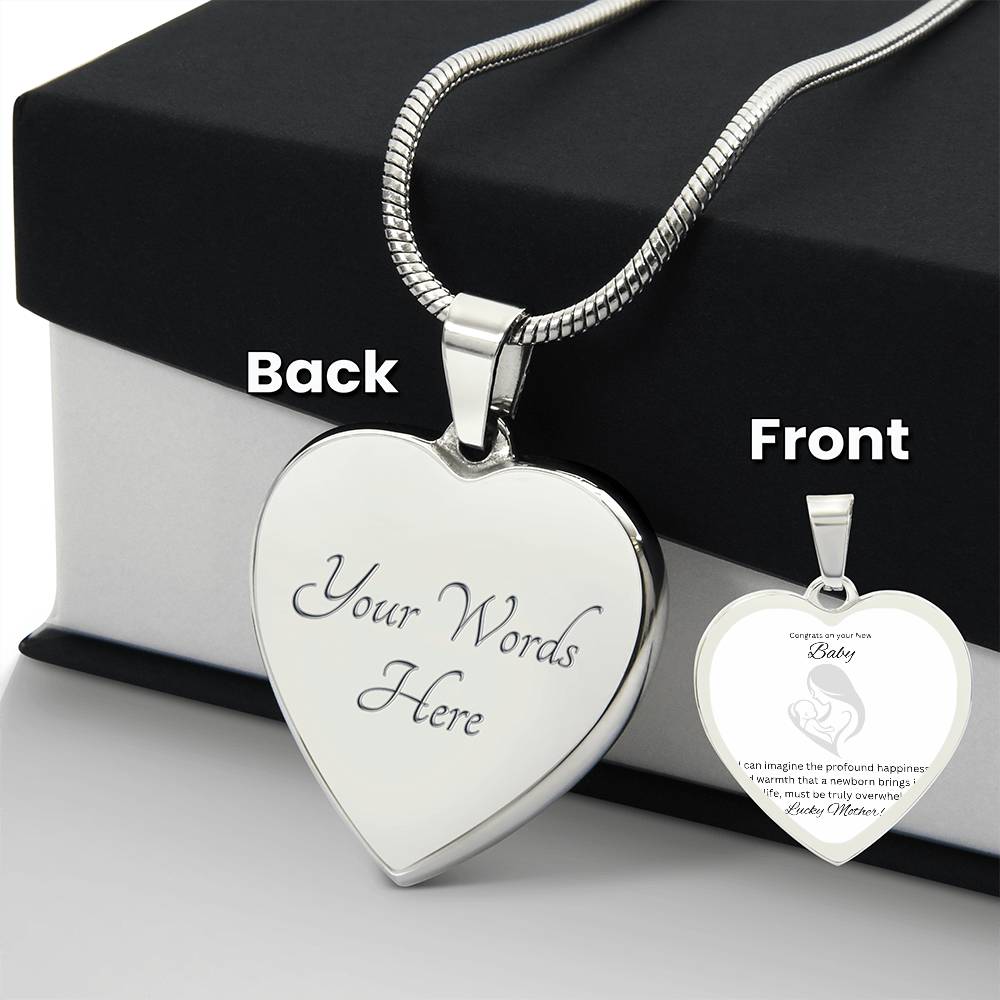 To The Brand New Mom | Engraved Heart Piece | Kudos on your newborn