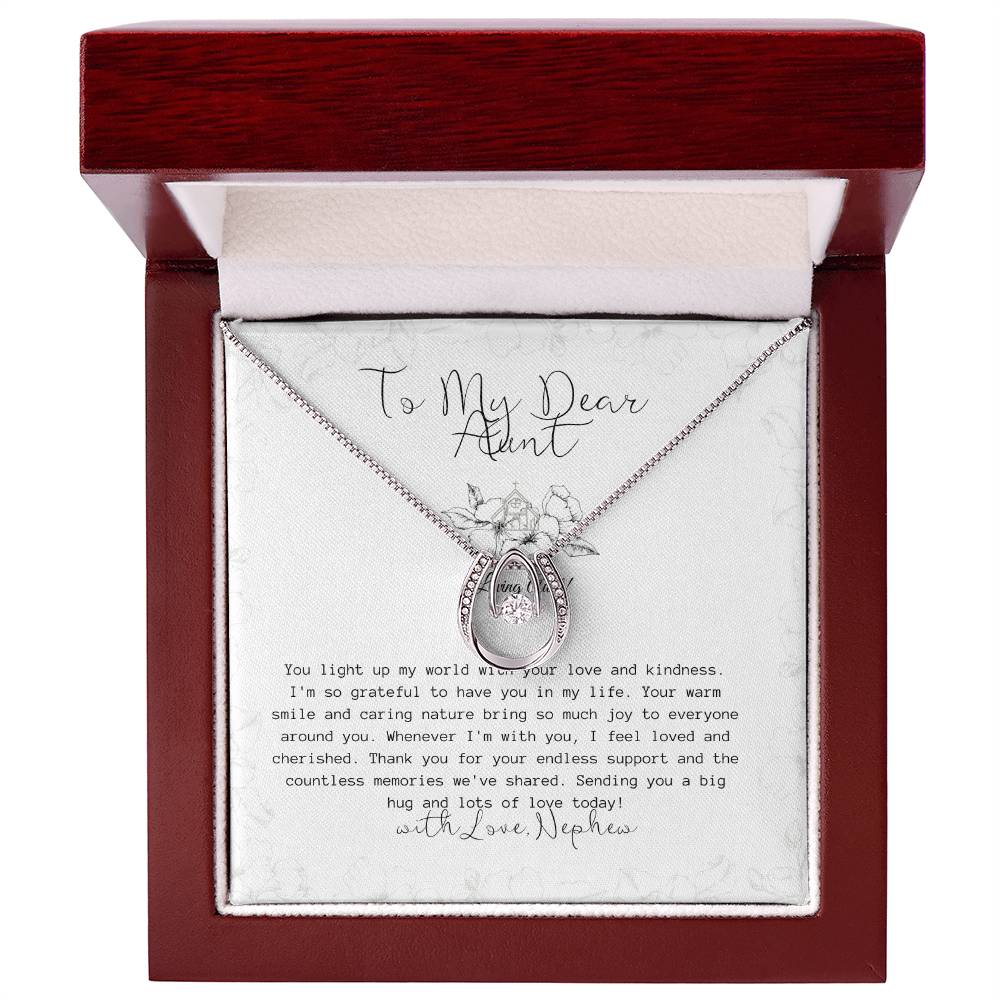 To My Favorite Aunt | Cubic Zirconia Crystal Pendant Necklace | White Gold Over Stainless Steel | Gift