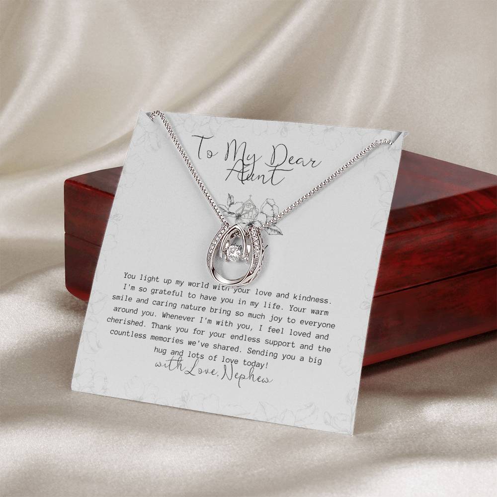To My Favorite Aunt | Cubic Zirconia Crystal Pendant Necklace | White Gold Over Stainless Steel | Gift