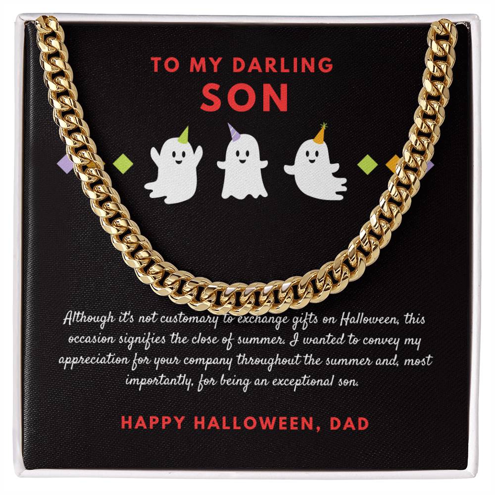 To My Darling Son | Cuban Link Chain | Polished Stainless Steel or Yellow Gold Gift
