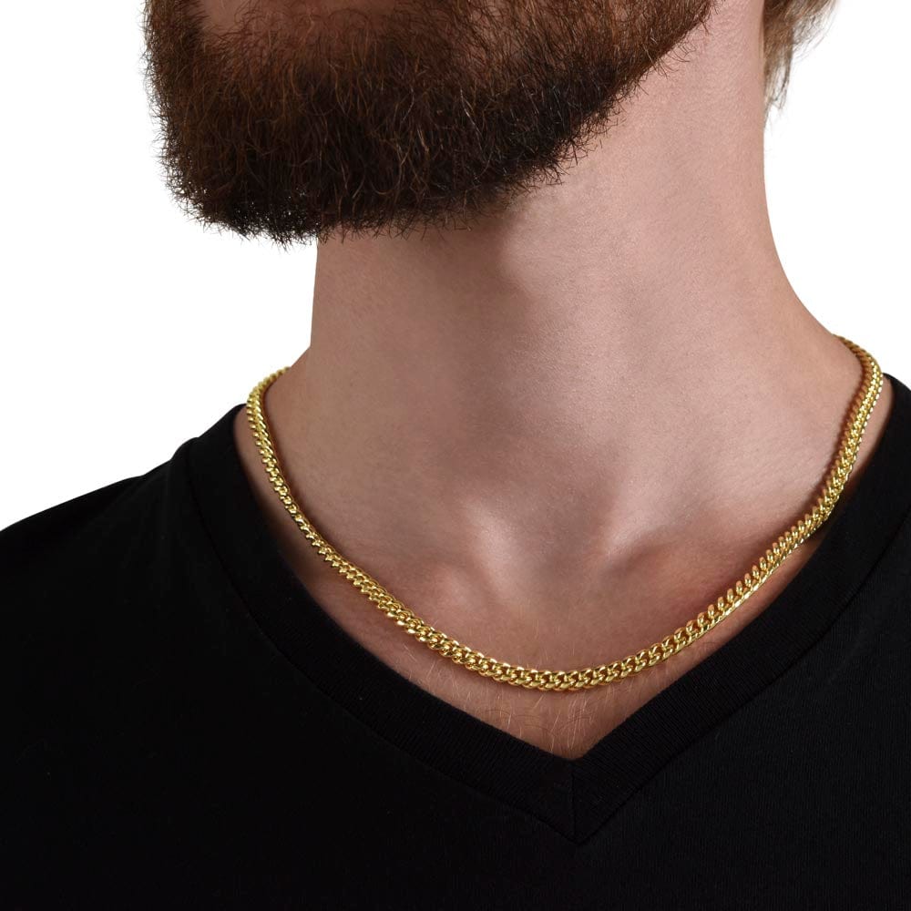 To My Dear Uncle | Cuban Link Chain Necklace | Polished Stainless Steel or Yellow Gold | Perfect Gift
