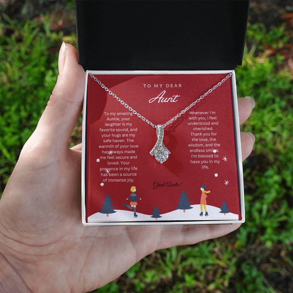 To My Dear Aunt | Alluring Beauty Necklace Gift | White or Yellow Gold Finish Over High Quality Stainless Steel