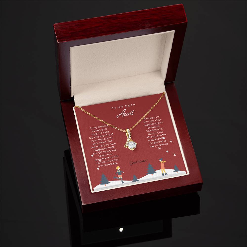 To My Dear Aunt | Alluring Beauty Necklace Gift | White or Yellow Gold Finish Over High Quality Stainless Steel