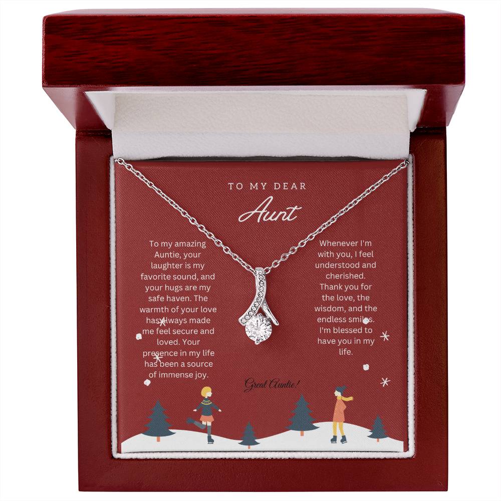 To My Dear Aunt | Alluring Beauty Necklace Gift | White or Yellow Gold Finish Over High Quality Stainless Steel