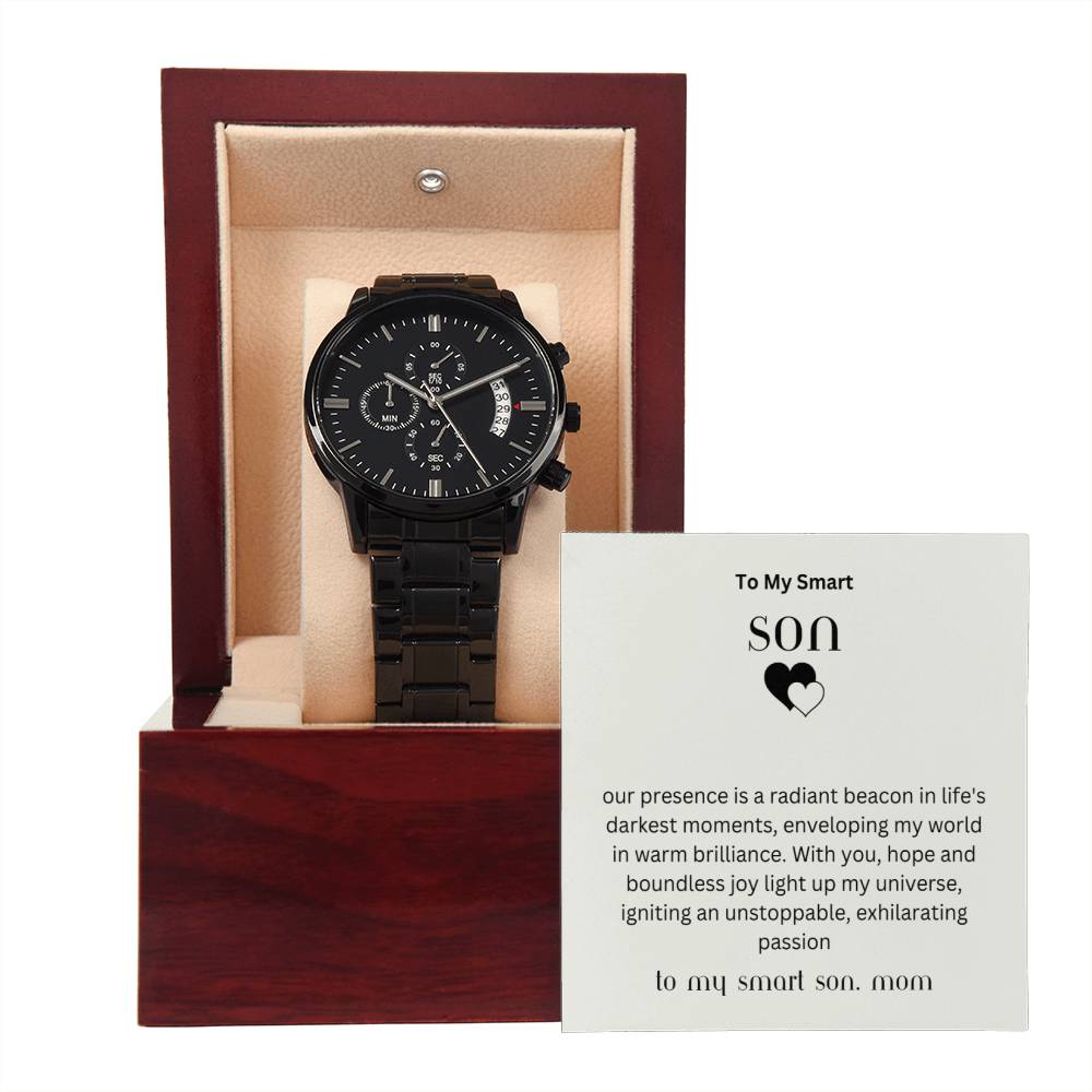 To My Beloved Son | Black Chronograph Watch | Perfect for all special moments