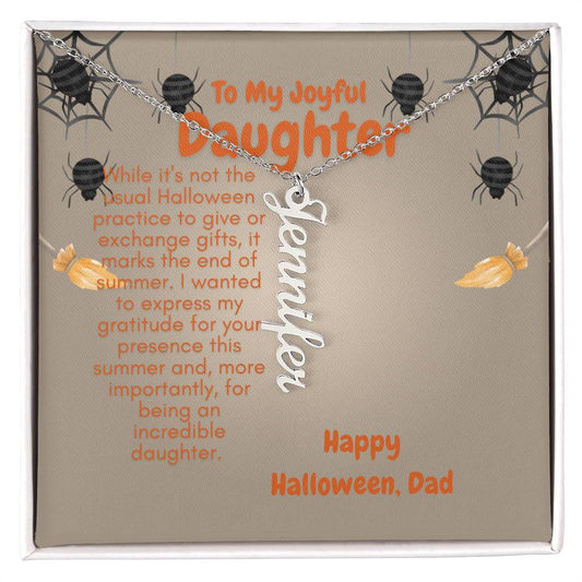 To My Joyful Daughter | Personalized Vertical Name Necklace | Polished stainless steel or yellow gold finish gift