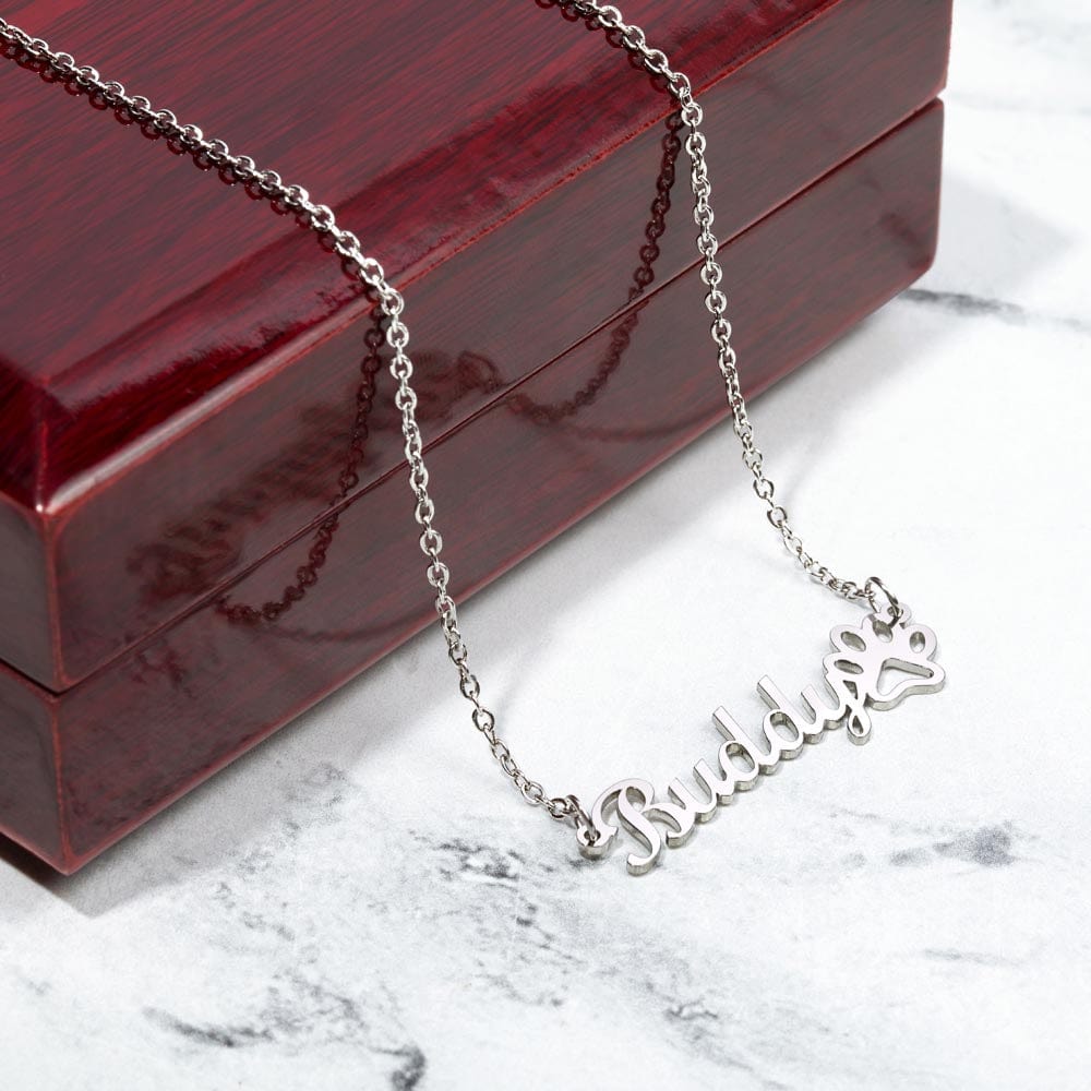 To My Rock Grandma | Paw Print Name Necklace | Stainless Steel and Gold Finish | You're Amazing