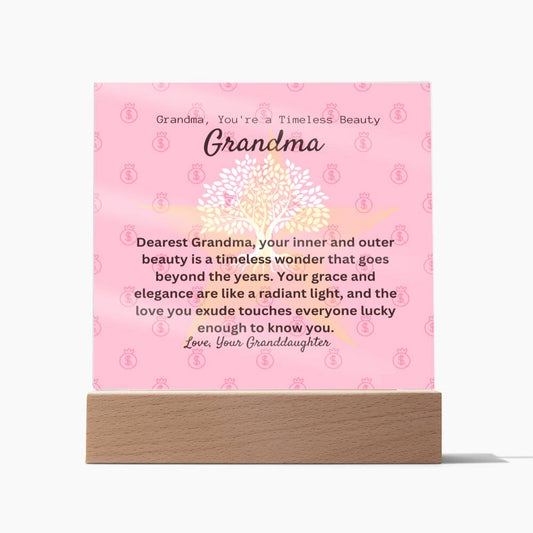 To My Beautiful Grandma | Personalized Message | Square Acrylic Plaque | Wooden And  Acrylic Square LED Base | You're Perfect