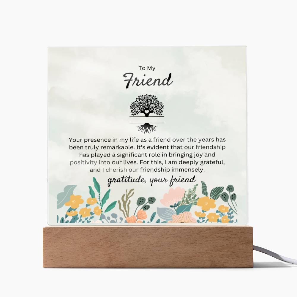 To My Reliable Friend | Square Acrylic Plaque with Wooden Base | Gratitude