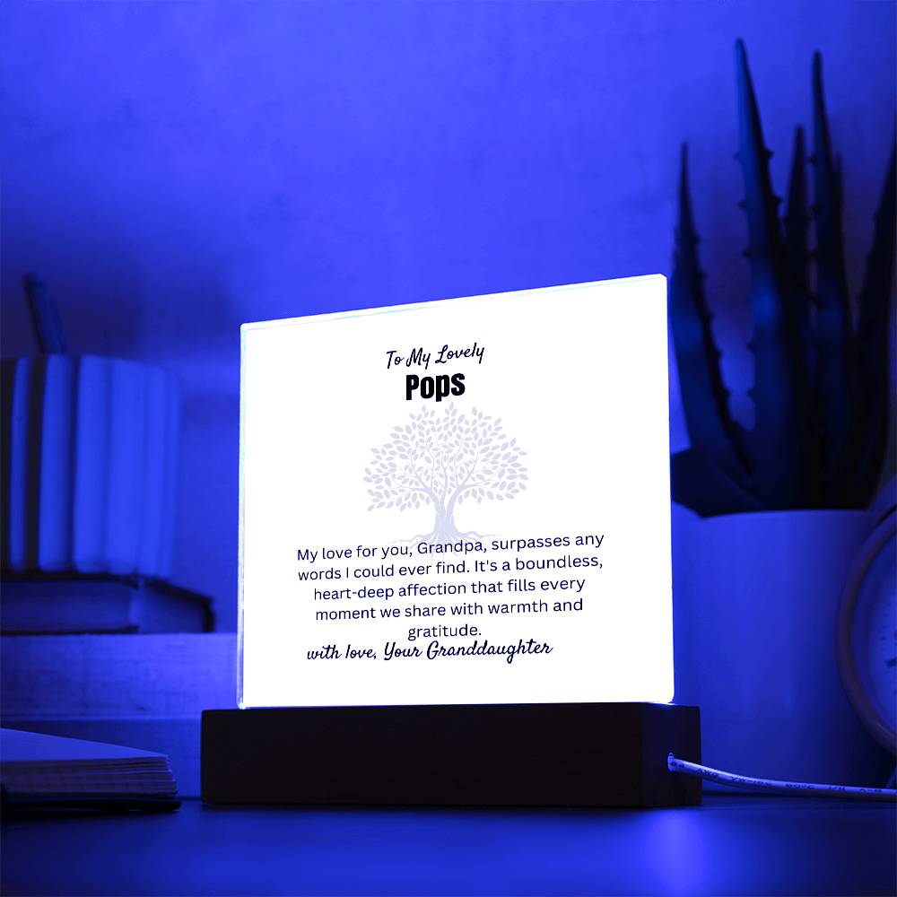 To My Lovely Pops | Square Acrylic Plaque | Wooden Acrylic Square LED Base