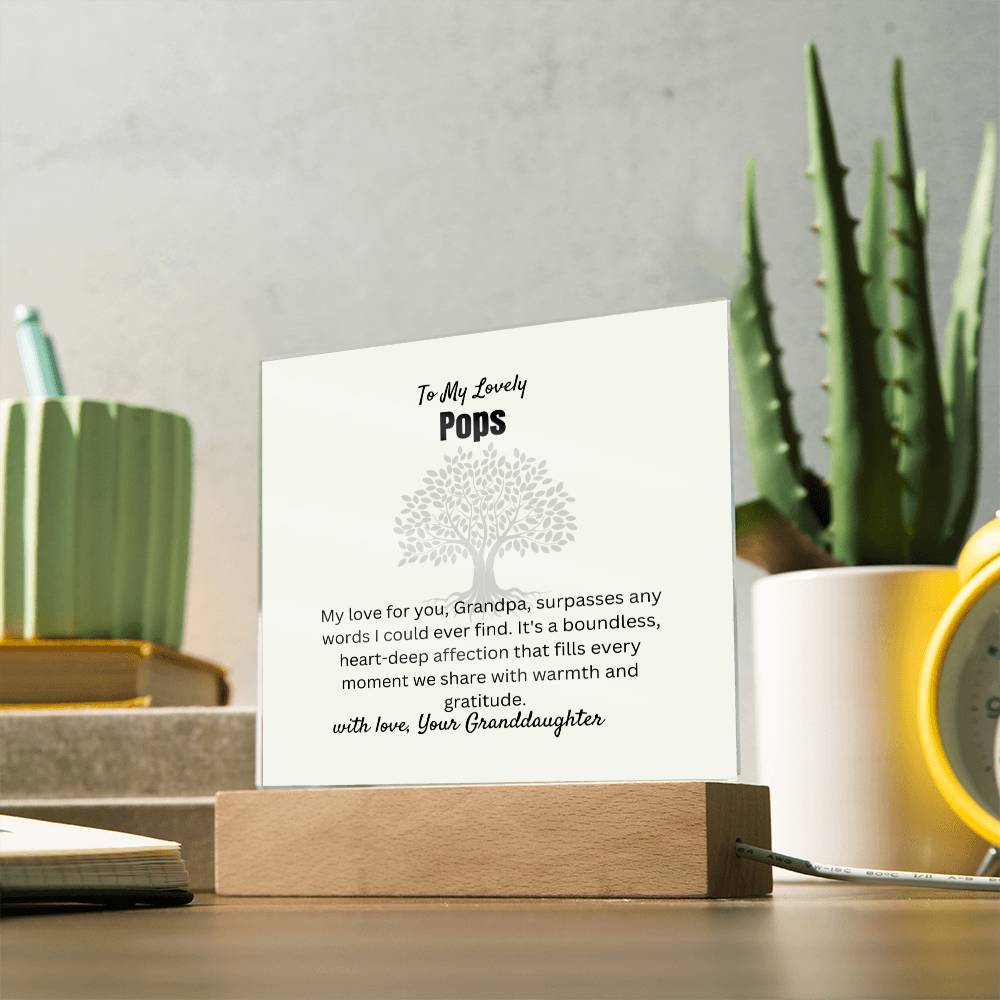 To My Lovely Pops | Square Acrylic Plaque | Wooden Acrylic Square LED Base