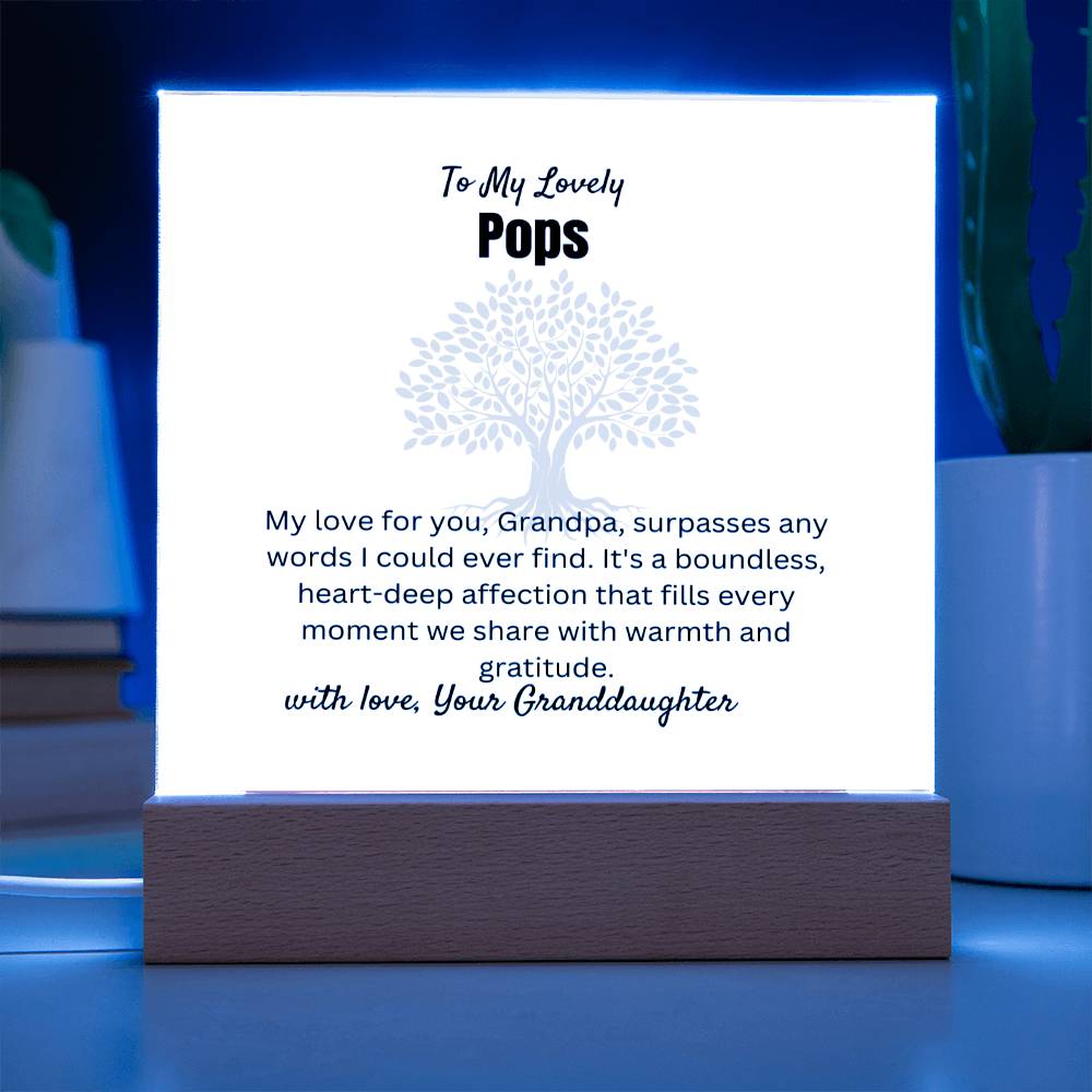 To My Lovely Pops | Square Acrylic Plaque | Wooden Acrylic Square LED Base