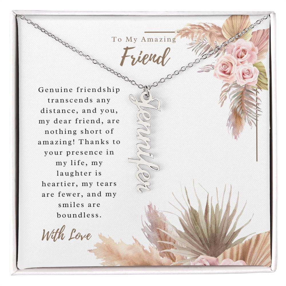 To My Incredible Friend | Personalized Vertical Name Necklace | Stainless Steel Custom Made