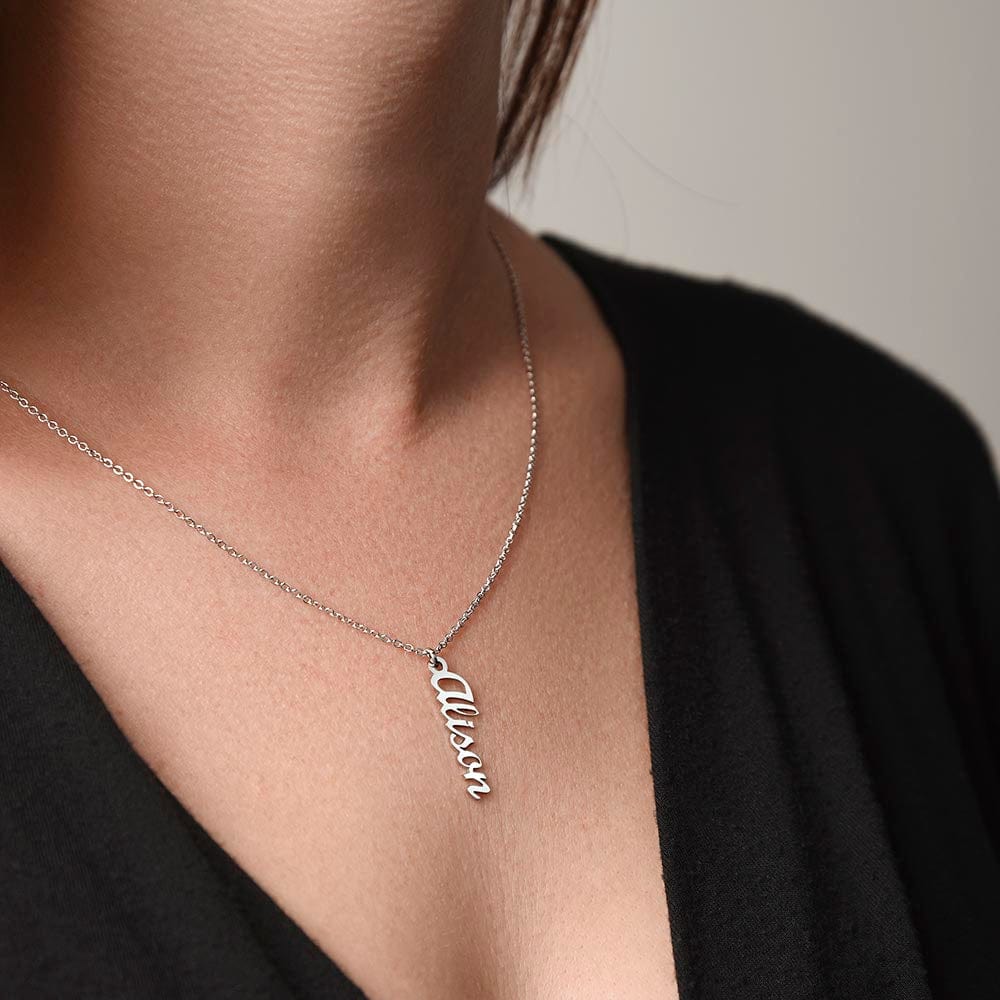 To My Enduring Friend | Vertical Name Necklace | Here's to many more years to come