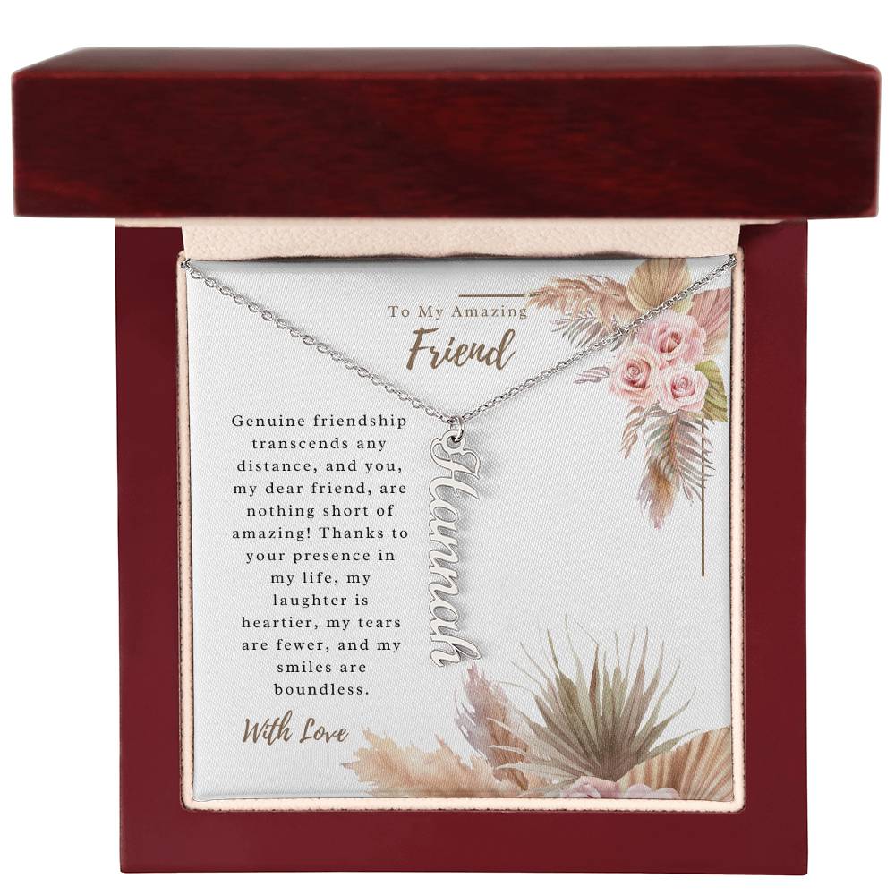 To My Incredible Friend | Personalized Vertical Name Necklace | Stainless Steel Custom Made