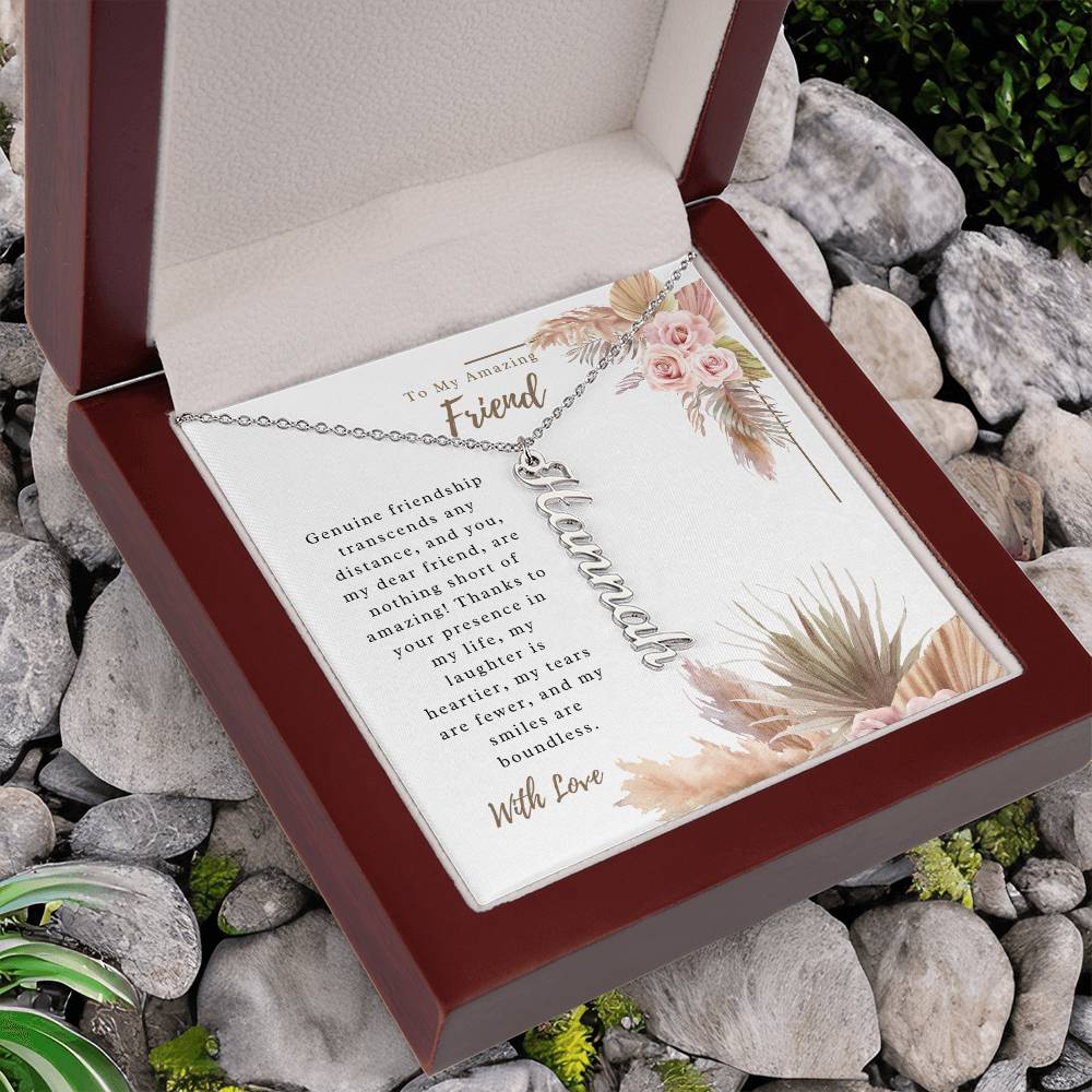 To My Incredible Friend | Personalized Vertical Name Necklace | Stainless Steel Custom Made