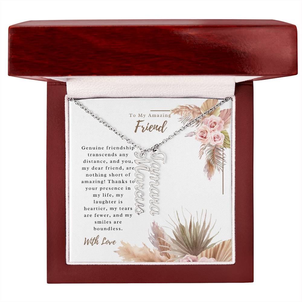 To My Incredible Friend | Personalized Vertical Name Necklace | Stainless Steel Custom Made