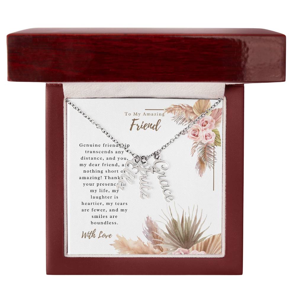 To My Incredible Friend | Personalized Vertical Name Necklace | Stainless Steel Custom Made