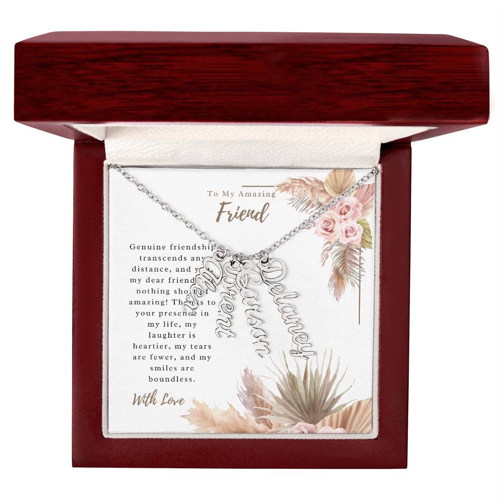 To My Incredible Friend | Personalized Vertical Name Necklace | Stainless Steel Custom Made