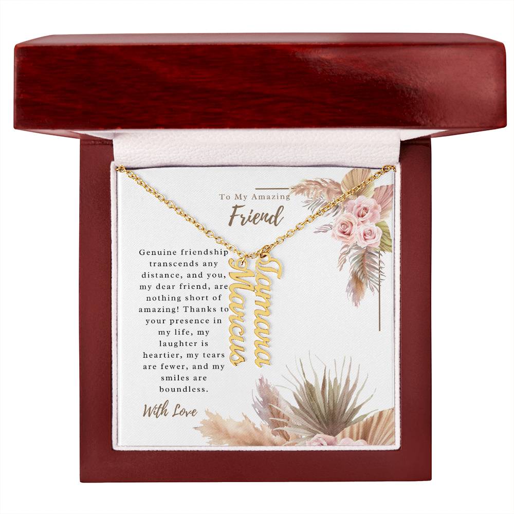 To My Incredible Friend | Personalized Vertical Name Necklace | Stainless Steel Custom Made