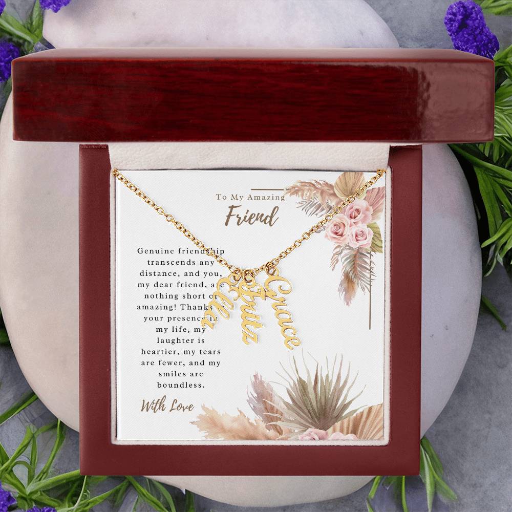 To My Incredible Friend | Personalized Vertical Name Necklace | Stainless Steel Custom Made