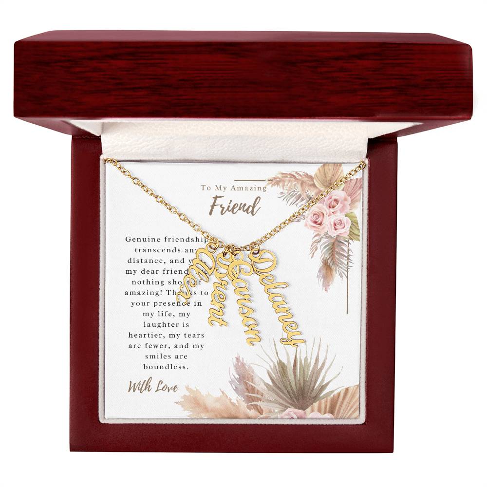 To My Incredible Friend | Personalized Vertical Name Necklace | Stainless Steel Custom Made