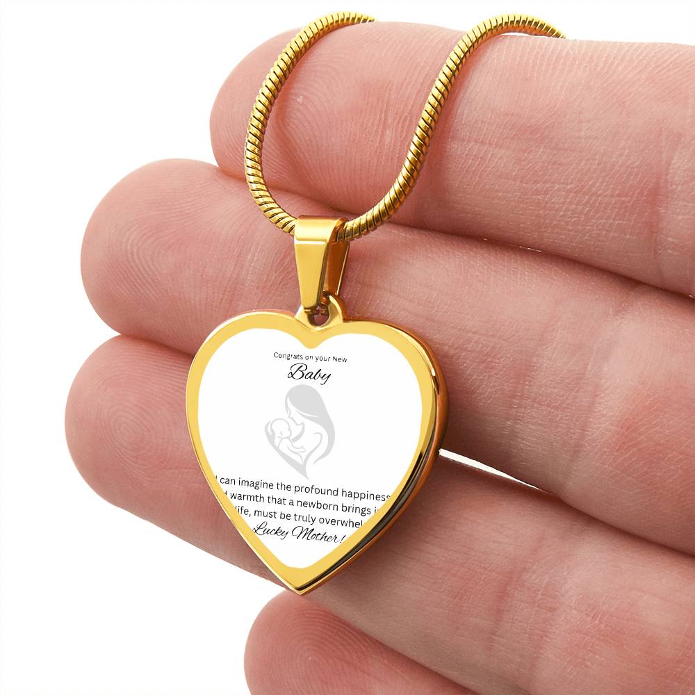 To The Brand New Mom | Engraved Heart Piece | Kudos on your newborn
