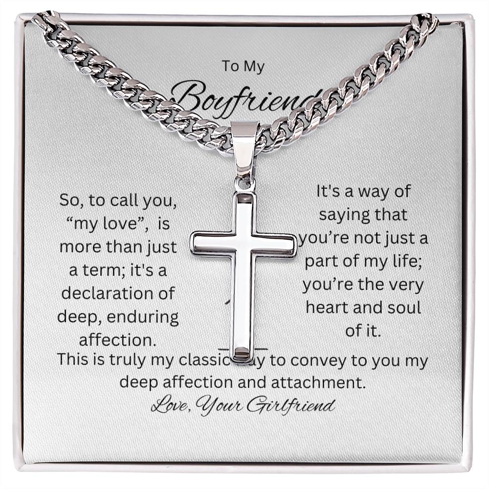 ShineOn Fulfillment Jewelry Two Tone Box To My Boyfriend | Cuban Chain Piece | A reminder of my love