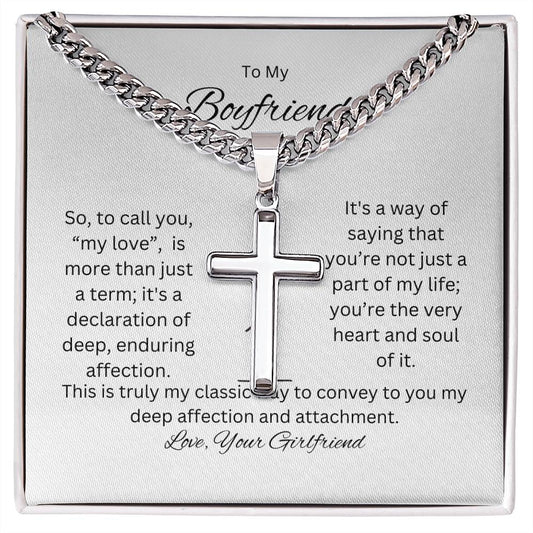 ShineOn Fulfillment Jewelry Two Tone Box To My Boyfriend | Cuban Chain Piece | A reminder of my love