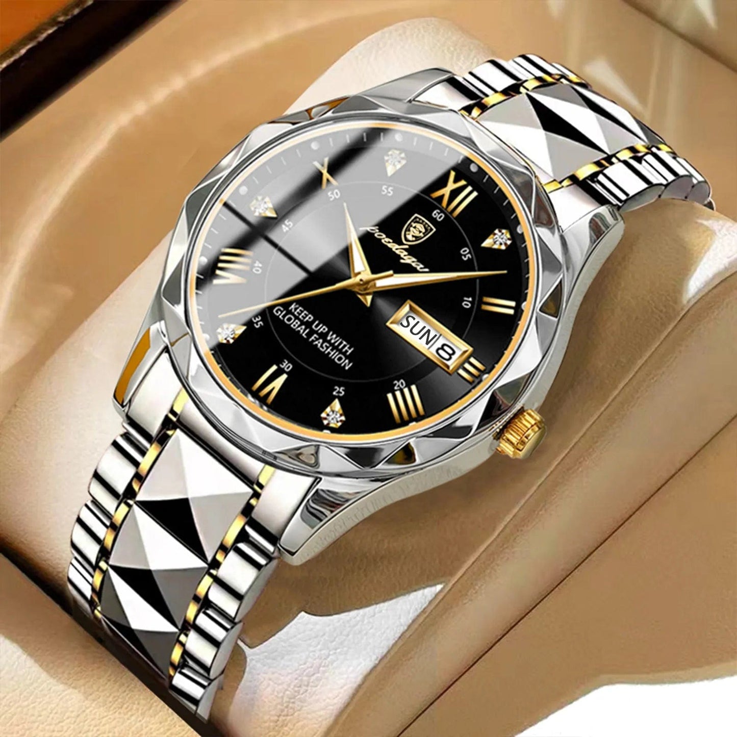 Vonza24 Fusion™ POEDAGAR Top Brand Luxury Man Wristwatch Waterproof Luminous Date Week Men Watches Stainless Steel Quartz Men's Watch