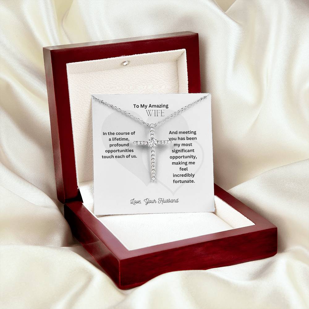 To My Beautiful Wife | CZ Cross necklace | A token of my eternal love