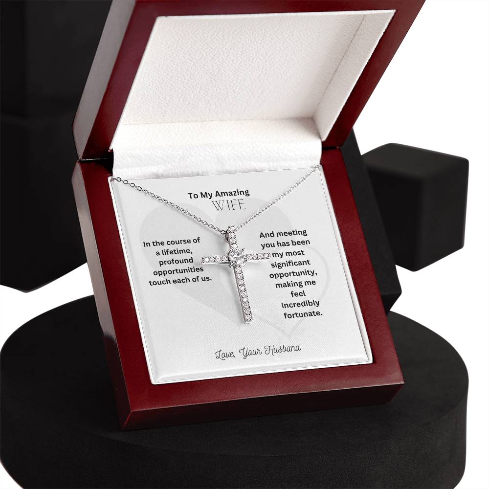 To My Beautiful Wife | CZ Cross necklace | A token of my eternal love