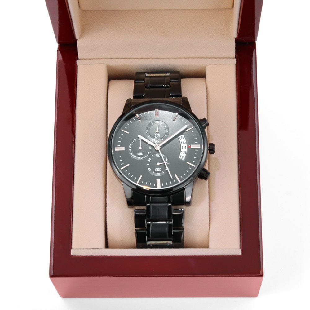 To My Darling Son | Stainless Steel | Luxury Copper Dial | Customizable Engraved Black Chronograph Watch Gift