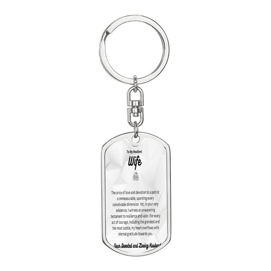 To My Graceful Wife | Graphic Dog Tag Keychain with Swivel Keychain | Inspires Strength and Commitment