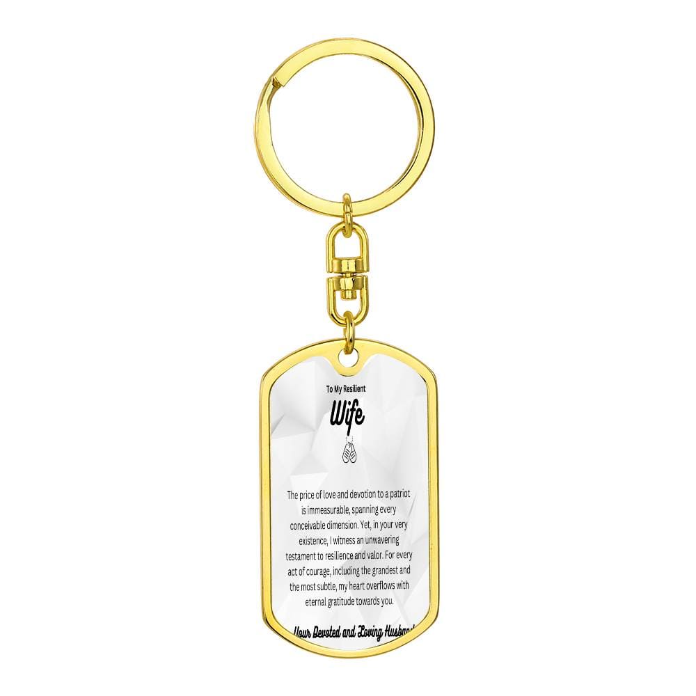 To My Graceful Wife | Graphic Dog Tag Keychain with Swivel Keychain | Inspires Strength and Commitment