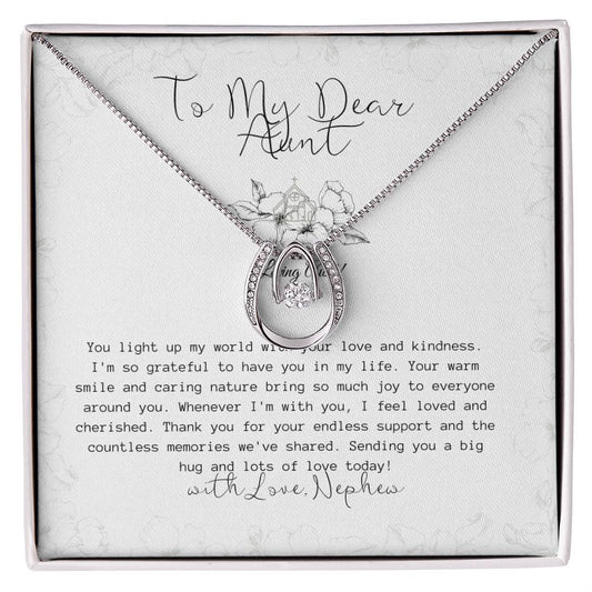 To My Favorite Aunt | Cubic Zirconia Crystal Pendant Necklace | White Gold Over Stainless Steel | Gift