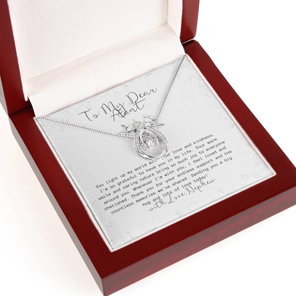 To My Favorite Aunt | Cubic Zirconia Crystal Pendant Necklace | White Gold Over Stainless Steel | Gift