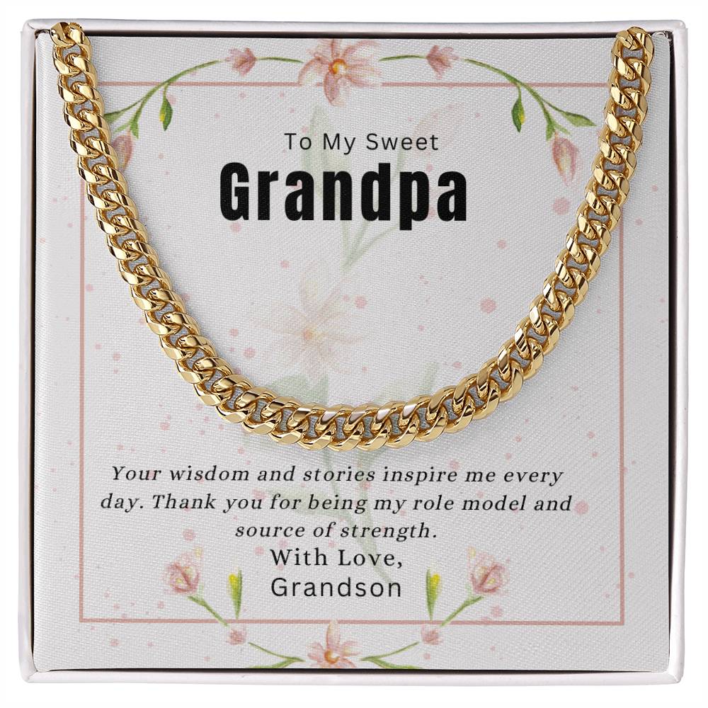 To My Sweet Grandpa |  Cuban Link Chain Jewelry | Stainless Steel and Gold Finish