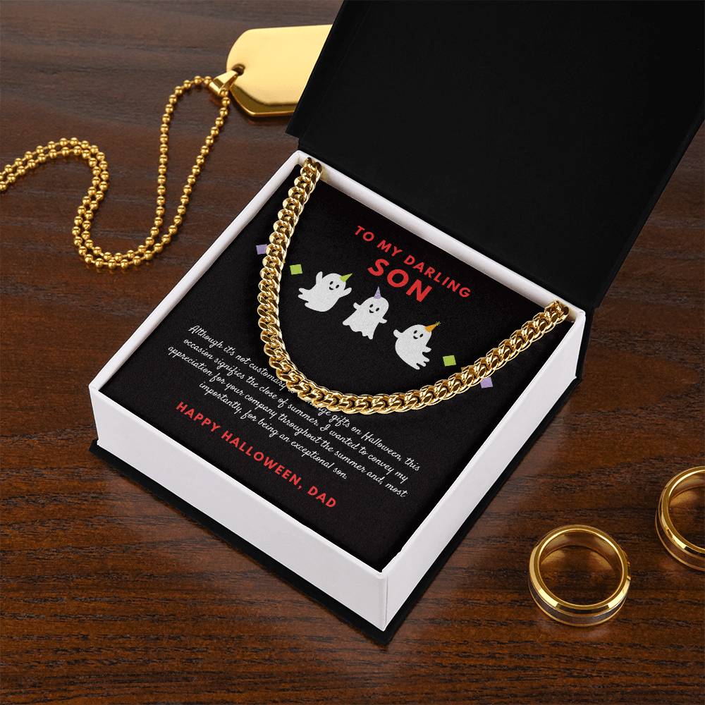 To My Darling Son | Cuban Link Chain | Polished Stainless Steel or Yellow Gold Gift