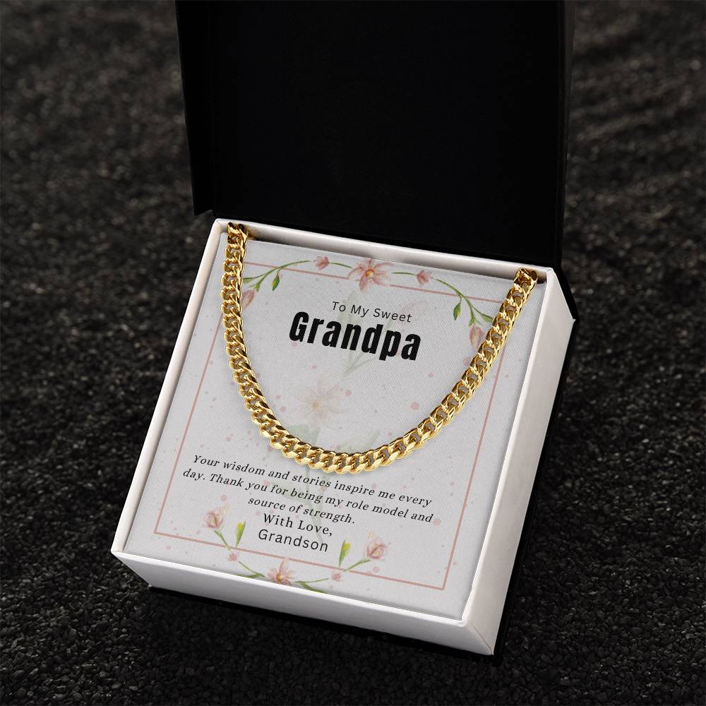 To My Sweet Grandpa |  Cuban Link Chain Jewelry | Stainless Steel and Gold Finish