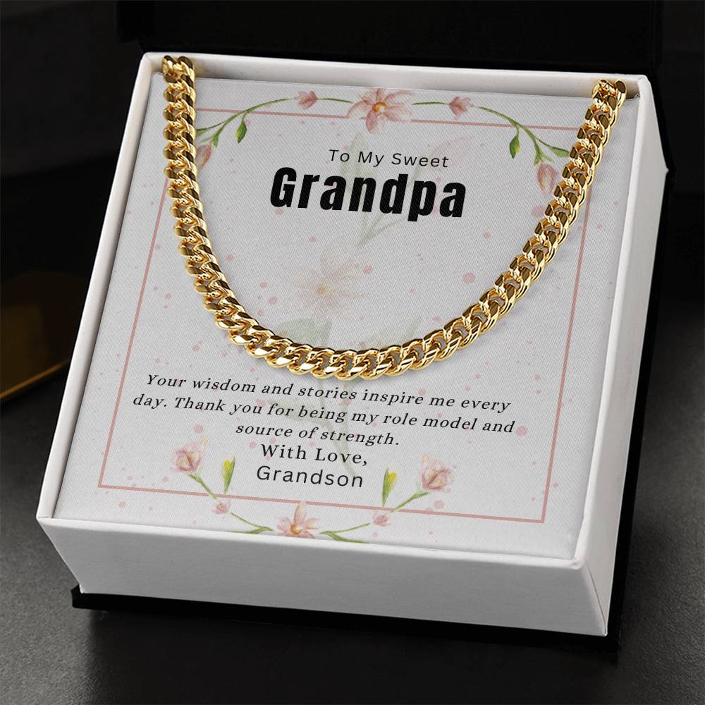 To My Sweet Grandpa |  Cuban Link Chain Jewelry | Stainless Steel and Gold Finish